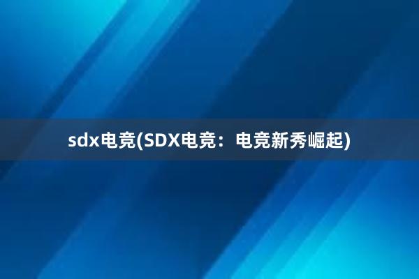 sdx电竞(SDX电竞：电竞新秀崛起)