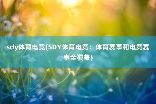 sdy体育电竞(SDY体育电竞：体育赛事和电竞赛事全覆盖)