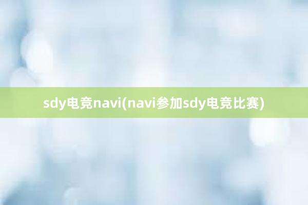 sdy电竞navi(navi参加sdy电竞比赛)