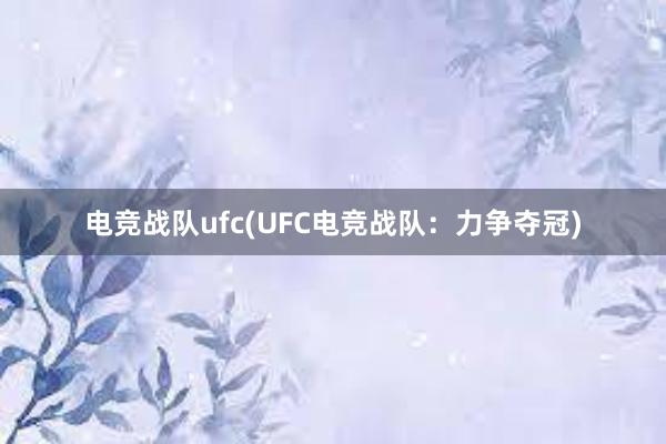 电竞战队ufc(UFC电竞战队：力争夺冠)