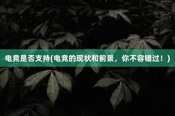 电竞是否支持(电竞的现状和前景，你不容错过！)