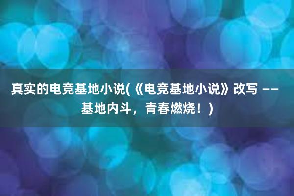 真实的电竞基地小说(《电竞基地小说》改写 —— 基地内斗，青春燃烧！)