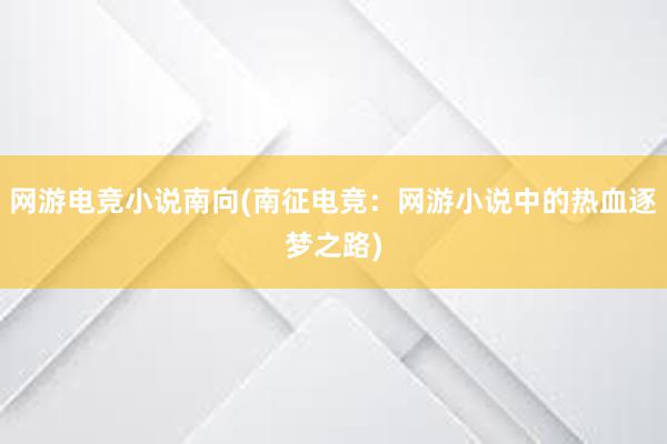 网游电竞小说南向(南征电竞：网游小说中的热血逐梦之路)