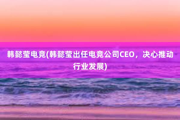 韩懿莹电竞(韩懿莹出任电竞公司CEO，决心推动行业发展)