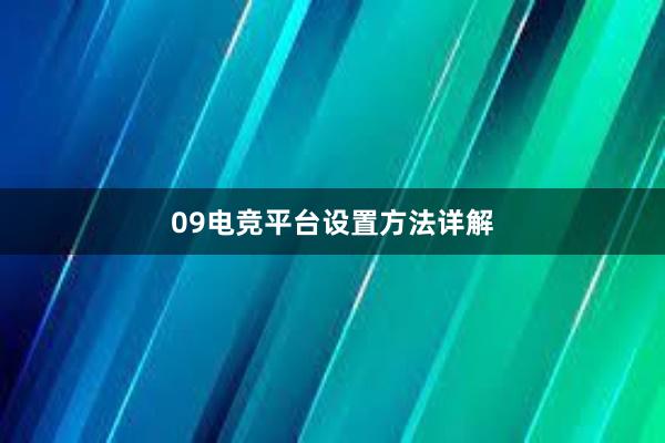 09电竞平台设置方法详解