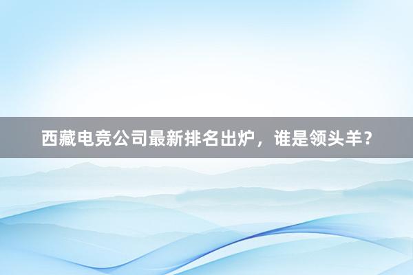 西藏电竞公司最新排名出炉，谁是领头羊？