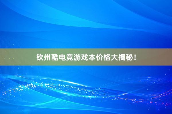 钦州酷电竞游戏本价格大揭秘！